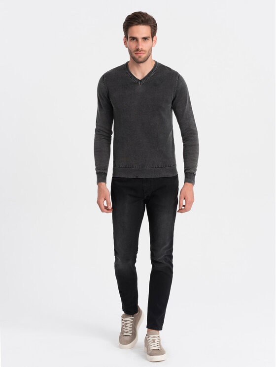 Ombre Ombre Sweter OM-SWOS-0108 Czarny Fitting Fit
