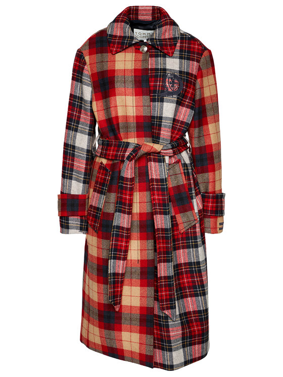 Tommy Hilfiger Tommy Hilfiger Wollmantel ICONS Blend Check Mac WW0WW29406 Bunt Regular Fit