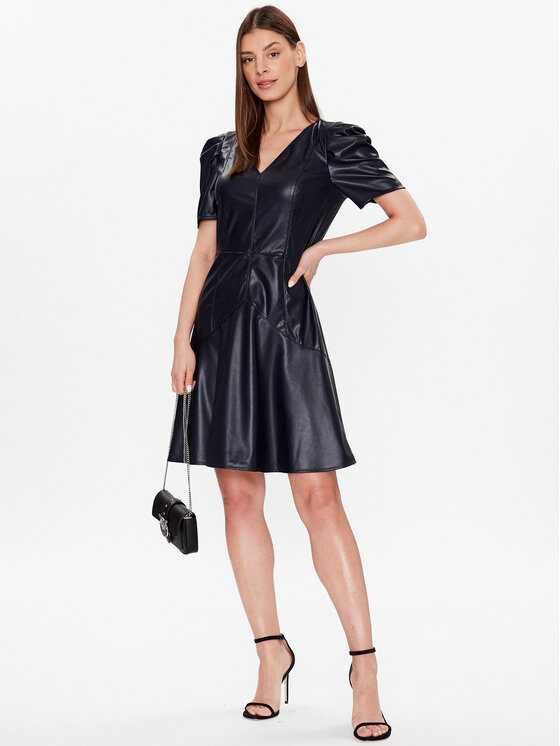 DKNY DKNY Šaty z imitácie kože DD2K4479 Tmavomodrá Regular Fit