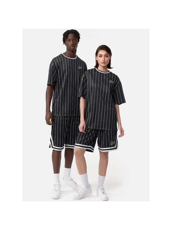 Karl Kani Karl Kani Tričko CHEST VARSITY PINSTRIPE MESH TEE LIGHT Čierna Regular Fit