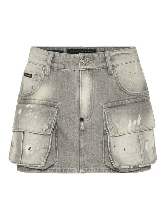 PHILIPP PLEIN PHILIPP PLEIN Spódnica jeansowa 24313 Szary Slim Fit