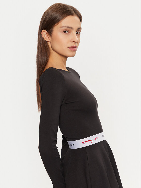Tommy Jeans Tommy Jeans Rochie de zi DW0DW19465 Negru Slim Fit