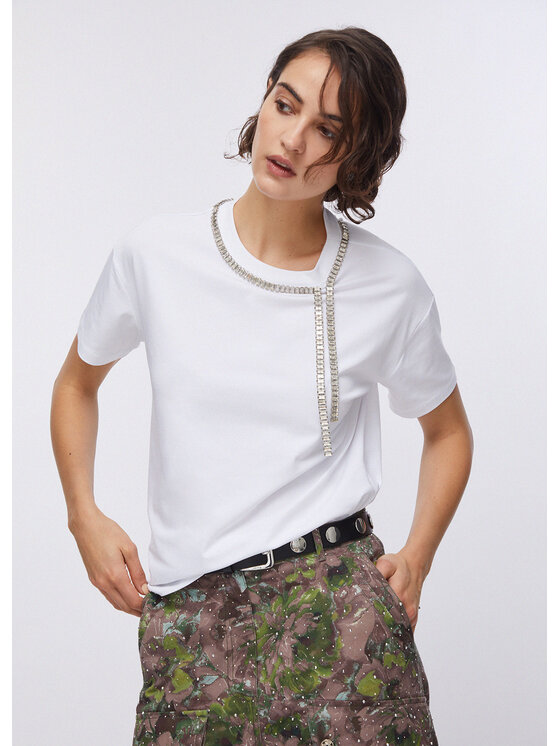 Liu Jo Liu Jo T-Shirt CA6167JS08811111 Biały Loose Fit