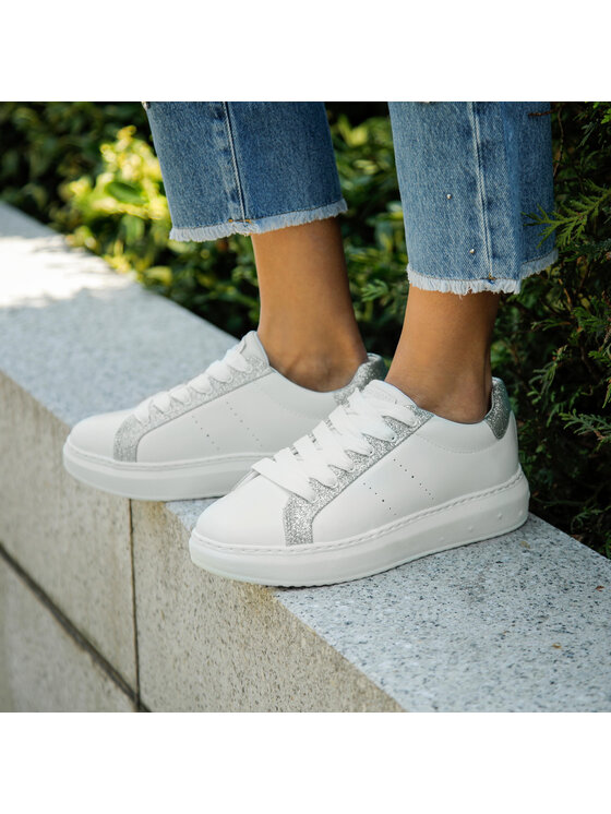 White glitter skechers hot sale