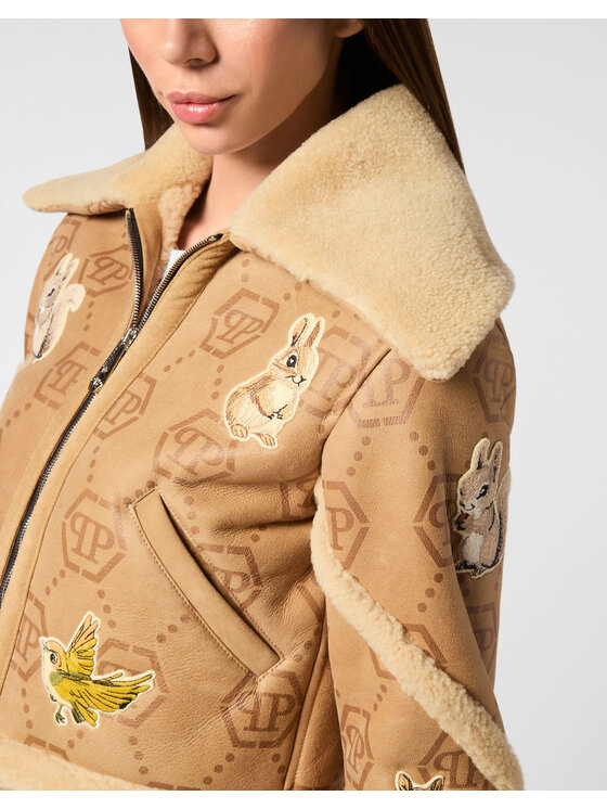 PHILIPP PLEIN PHILIPP PLEIN Kožená bunda 26387 Béžová