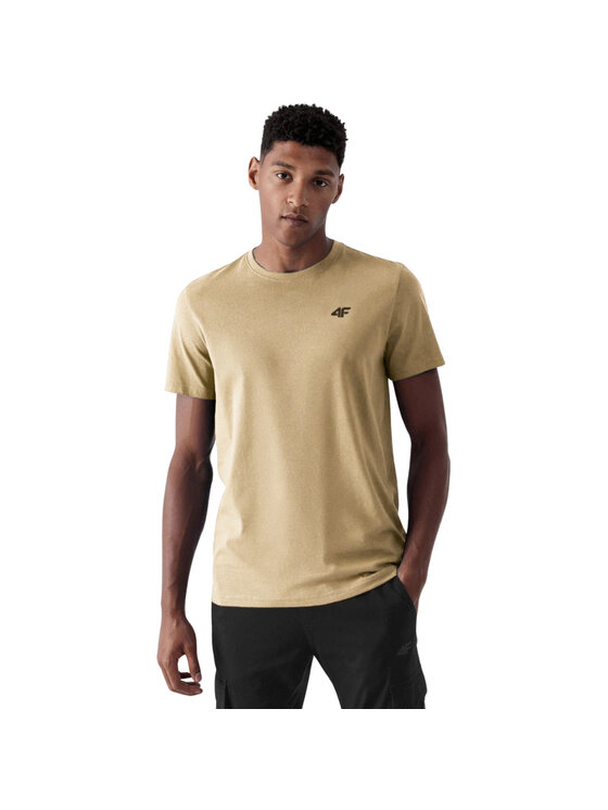 4F 4F Tričko 4FWSS25TTSHM3096-83S Hnedá Regular Fit