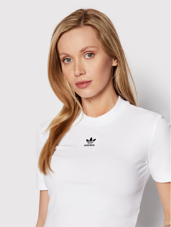 adidas T-Shirt adicolor Essentials Rib Cropped HF3394 Weiß Regular Fit |  Modivo.at