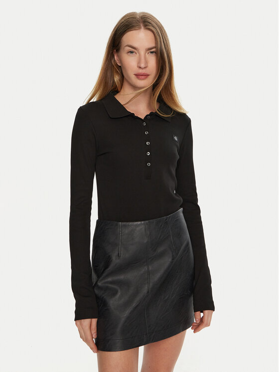 Calvin Klein Jeans Calvin Klein Jeans Тениска с яка и копчета J20J224457 Черен Slim Fit