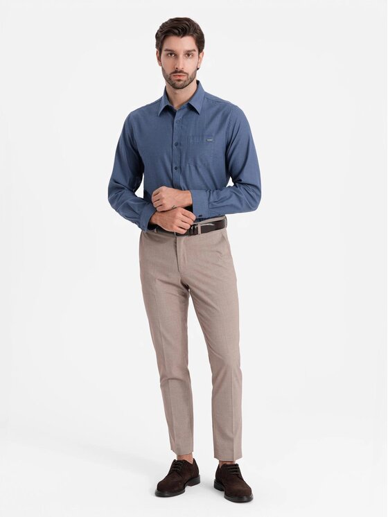 Ombre Ombre Košile OM-SHCS-0147 Modrá Regular Fit