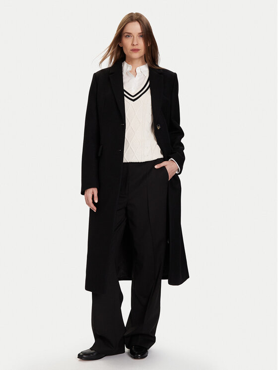 Tommy Hilfiger Tommy Hilfiger Вовняне пальто Classic WW0WW47445 Чорний Regular Fit