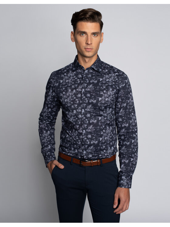 Borgio Borgio Spodnie materiałowe altedo Granatowy Slim Fit