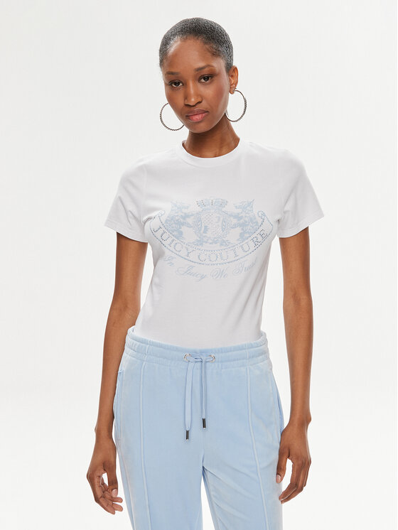Juicy Couture Tricou Enzo Dog JCBCT224816 Alb Slim Fit