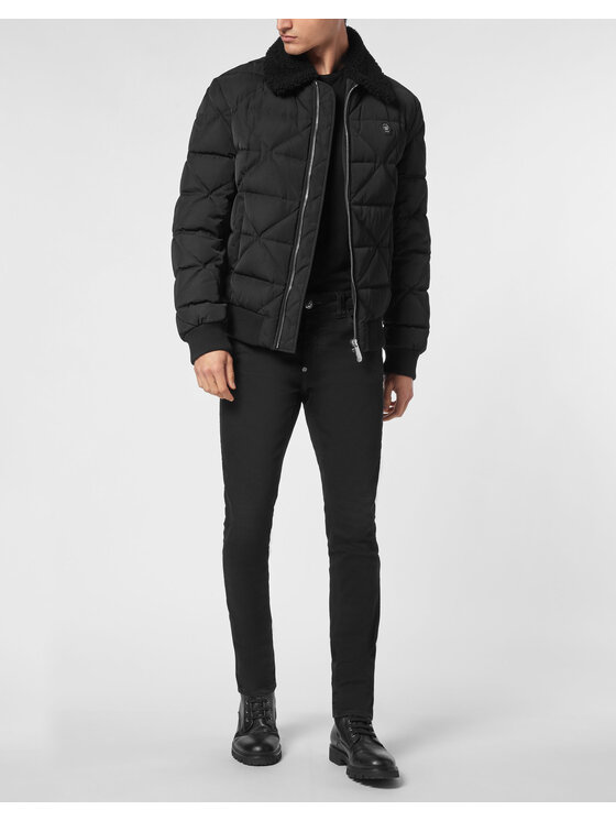 PHILIPP PLEIN PHILIPP PLEIN Vatovaná bunda 11605 Černá Regular Fit