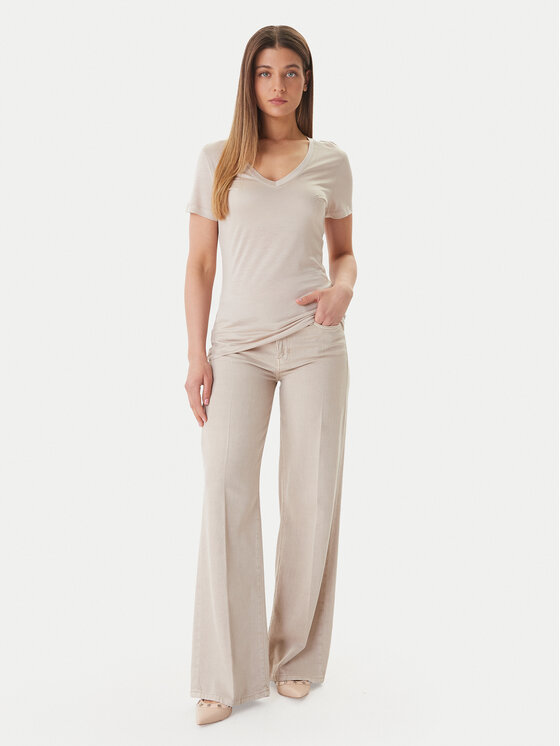 Guess Guess Tričko W5GP31 KCSX2 Béžová Classic Fit