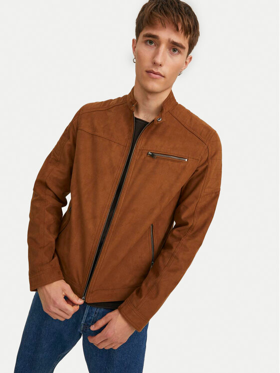 Jack & Jones Jack & Jones Kurtka z imitacji skóry Rocky 12147218 Brązowy Regular Fit