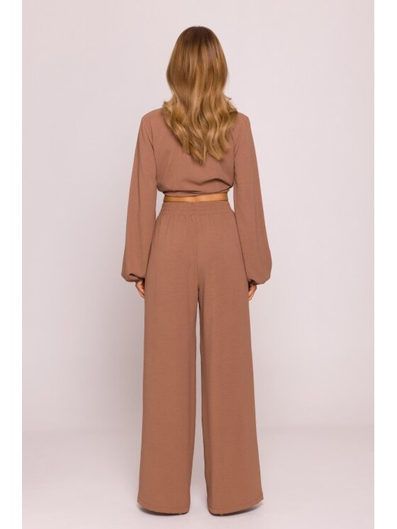 Made of Emotion Made of Emotion Spodnie materiałowe M862 Brązowy Wide Leg