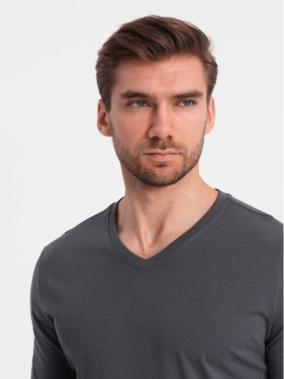 Ombre Ombre S dlouhým rukávem OM-LSBL-0108 Šedá Classic Fit