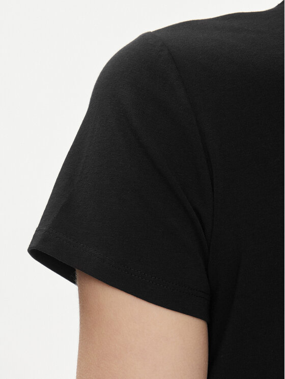 T-shirt Liu Jo Sport Bianco/nero – Colletto Con Laccio – 95% Cotone 5% Elastan – Taglia L – Primavera Estate