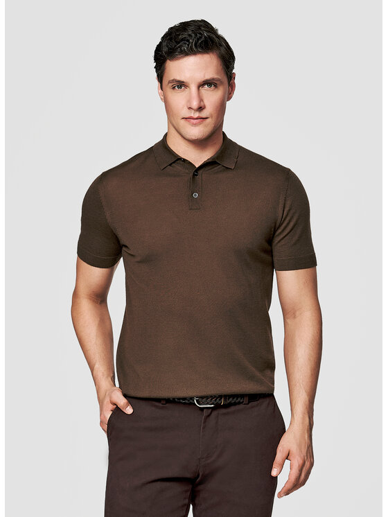 Pako Lorente Pako Lorente Polo P26SP-TX-011 Brązowy Classic Fit