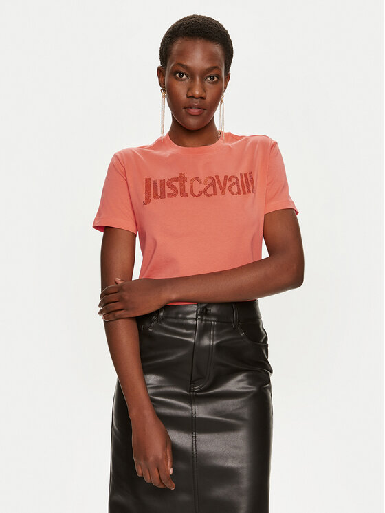 Damski T-Shirt Just Cavalli, Rozmiar XS, Różowy, 76PAHE03