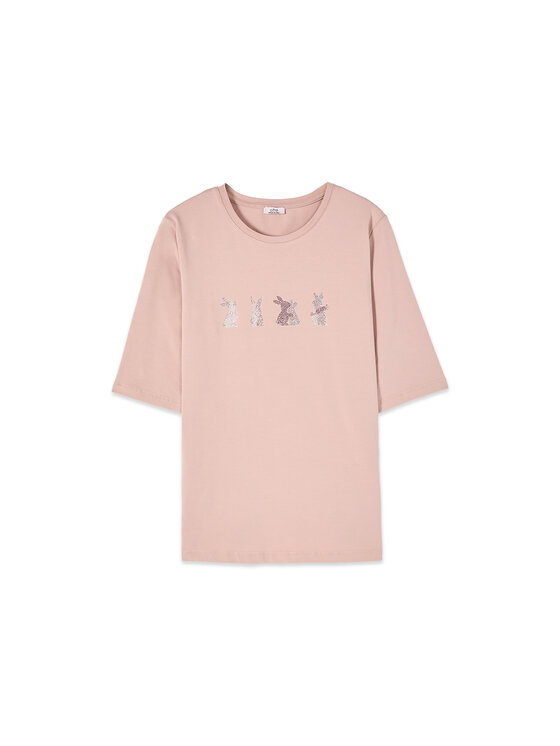 Oltre Oltre T-Shirt G078J004677N006 Różowy Regular Fit