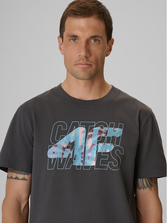 4F 4F T-Shirt CATCH THE WAVE Szary ciemny Regular Fit