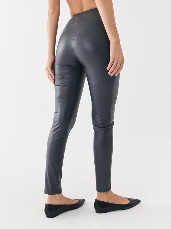 Max Mara Leisure Max Mara Leisure Hlače iz umetnega usnja Zefir 23378601 Siva Slim Fit
