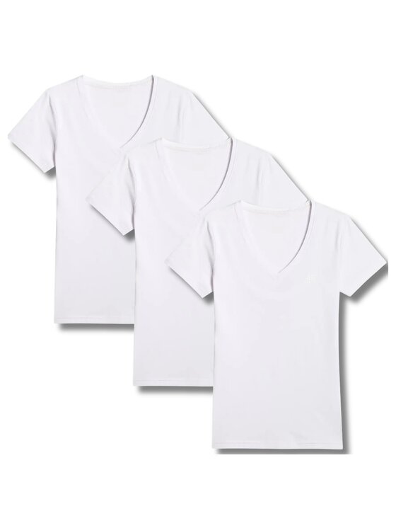 4F 4F T-Shirt 4FWMM00TTSHF3307-10S-10S-10S Biały Regular Fit