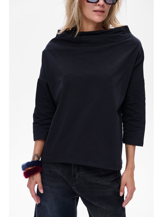 blue shadow blue shadow Bluzka Skayly Czarny Regular Fit