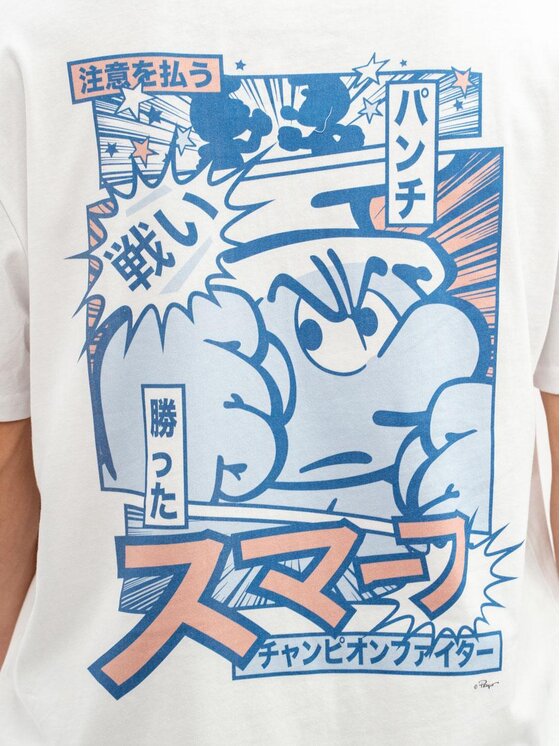 Smerfy Smerfy T-Shirt Koszulka Z Krótkim Rękawem Oversize Męska Biała Smerfy Scene S Biały Oversize