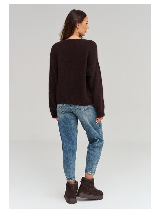 Makadamia Makadamia Sweter C93 Brązowy Loose Fit