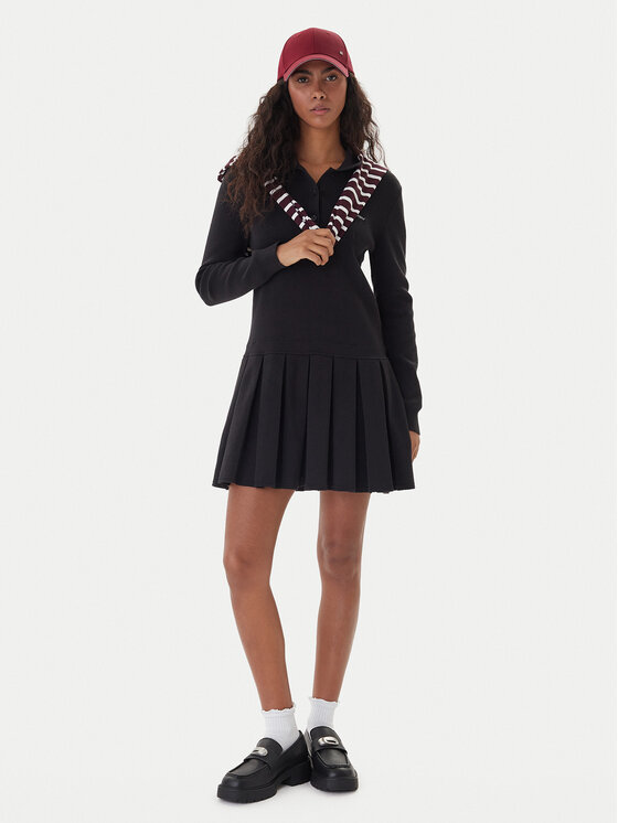 Tommy Jeans Tommy Jeans Kötött ruha Script DW0DW22464 Fekete Regular Fit