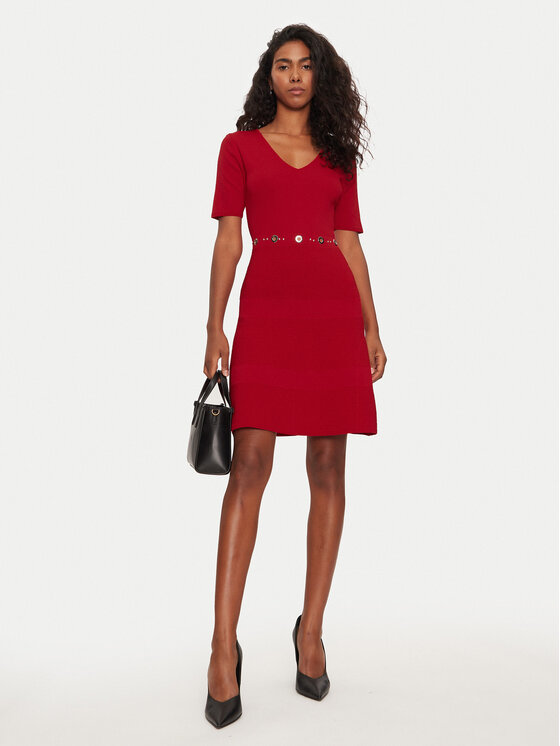 Morgan Morgan Strickkleid 242-RMEY Rot Slim Fit