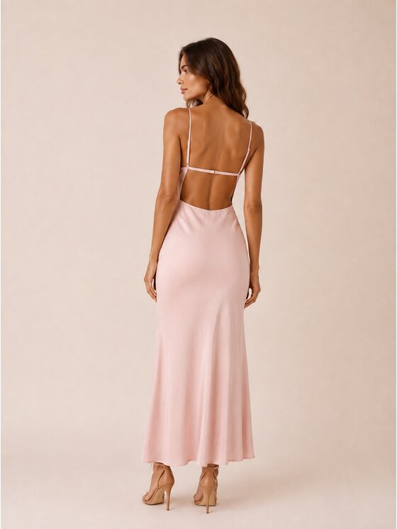 Hottie Hot Hottie Hot Sukienka letnia MARGARET cupro Różowy Slim Fit