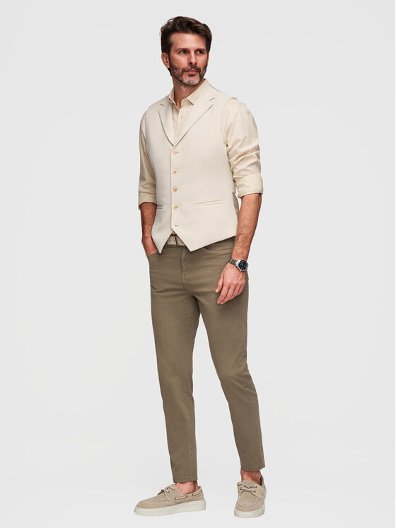 Ombre Ombre Chinosy P1523 Zielony Slim Fit
