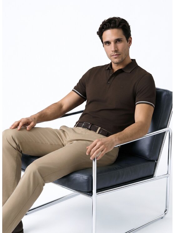 Pako Lorente Pako Lorente Polo P26WN-TX-007 Brązowy Regular Fit