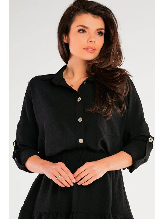 Awama Awama Koszula A425 Czarny Basic Fit