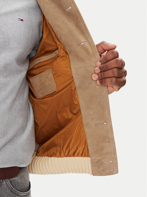 Milestone Milestone Кожено яке MSDario 531621 60695 Бежов Regular Fit