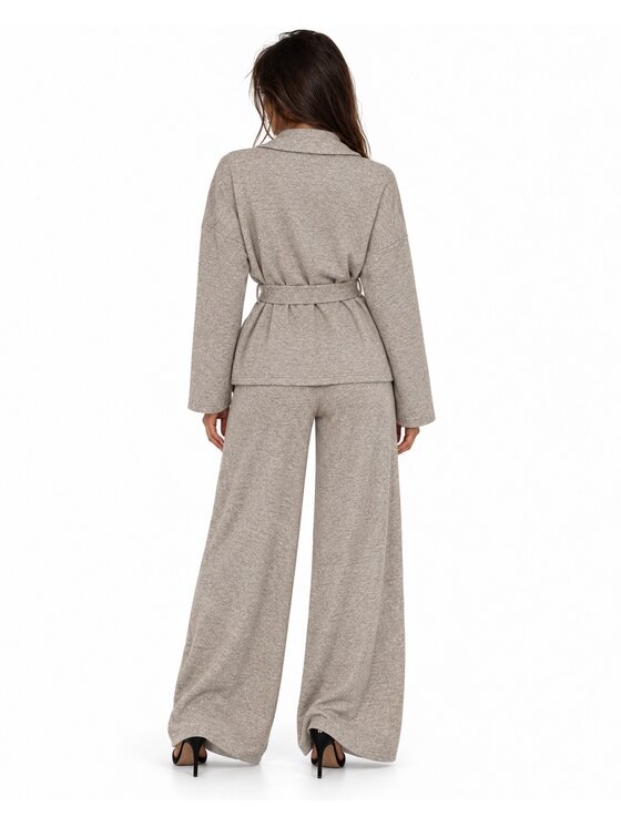 Agatha Studio Agatha Studio Komplet marynarka i spodnie materiałowe A26ZS-KD-K02 Beżowy Oversize