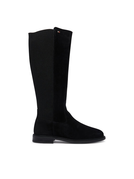 Tommy Hilfiger Tommy Hilfiger Μπότες Enamel Flag Suede High Chelsea FW0FW09574 Μαύρο