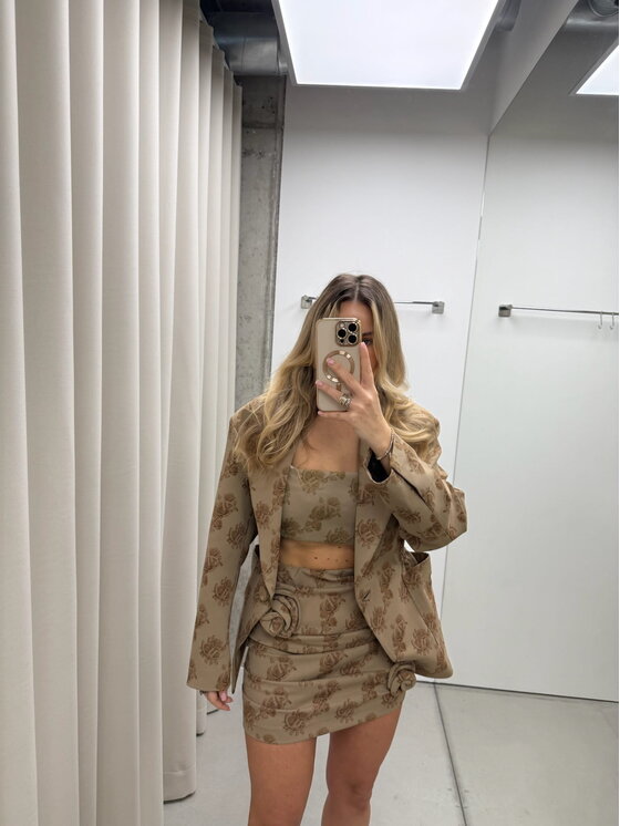 Magda Matyja Magda Matyja Bluzka Vittoria Top Beżowy Slim Fit