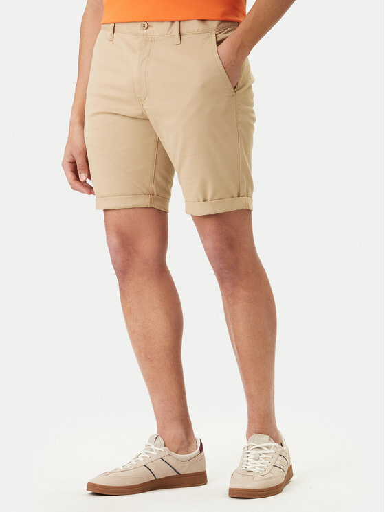 Tommy Jeans Pantalon scurți din material Scanton DM0DM22852 Bej Slim Fit