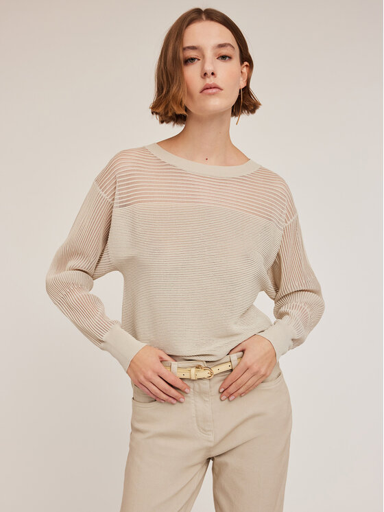 Motivi Motivi Cardigan M166W003201N002 Écru Regular Fit