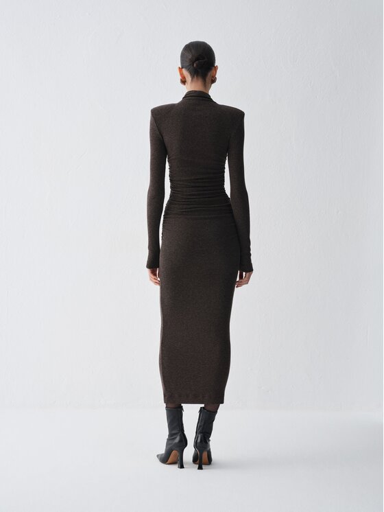 La Mania La Mania Sukienka dzianinowa ISLA Brązowy Bodycon Fit