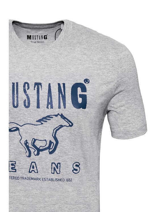 Mustang Mustang T-shirt BASIC PRINT TEE Grigio Regular Fit