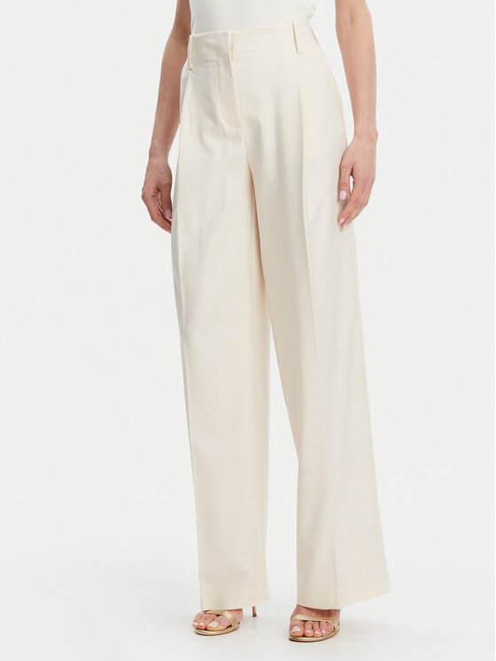 Simona Corsellini Simona Corsellini Kalhoty z materiálu P25CPPA01901 Écru Relaxed Fit