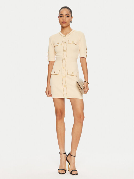 Elisabetta Franchi Elisabetta Franchi Kootud kleit AM-92B-46E2 Beež Regular Fit