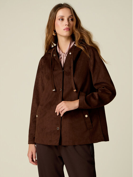 Oltre Oltre Kurtka z imitacji skóry R313R002549N022 Brązowy Regular Fit