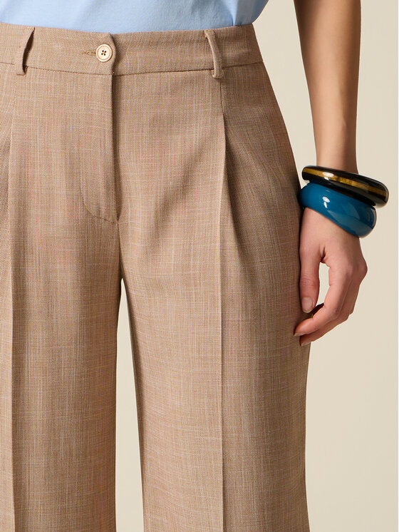 Oltre Oltre Pantaloni di tessuto P01DR009233N0S2 Crema Baggy Fit