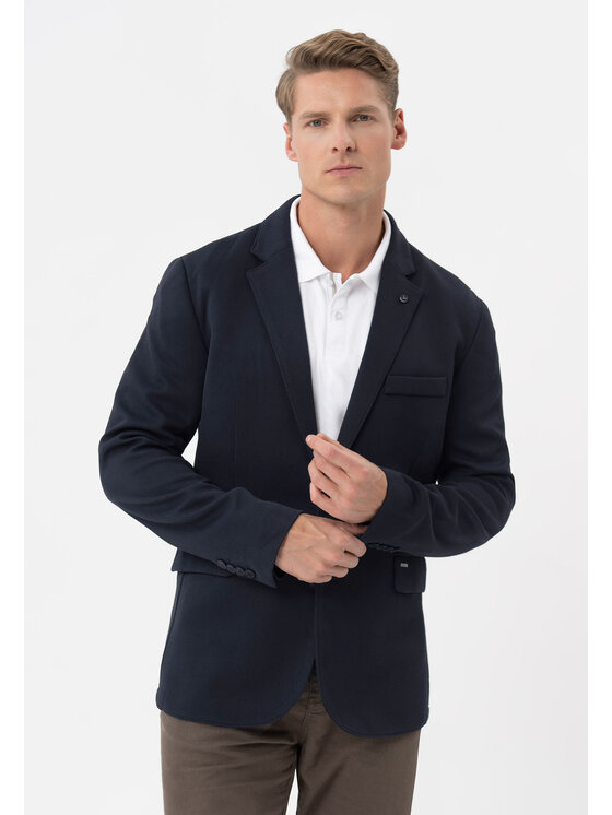 Volcano Volcano Marynarka JB-BOND Granatowy Regular Fit